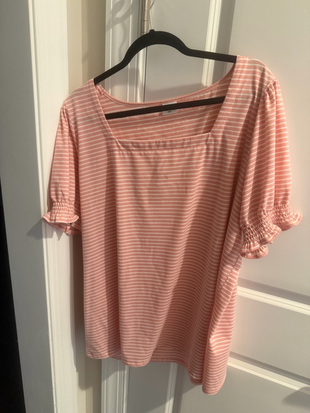 Women’s Pink Striped Square-Neck Top
